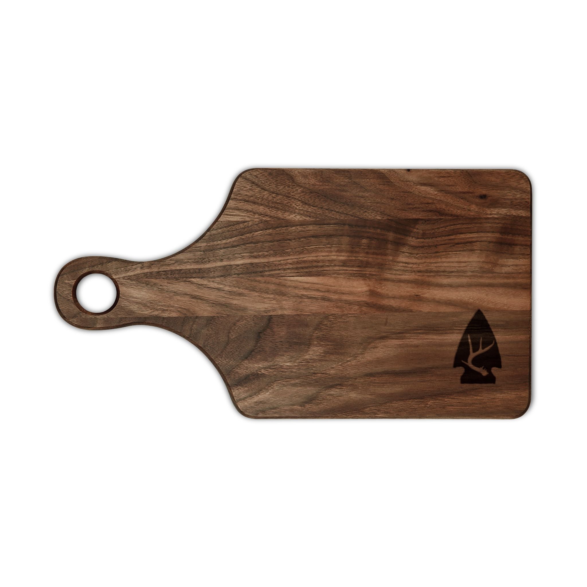 Engraved Walnut Cutting Board – Handled & Rectangular Options, Minimal Tree Logo