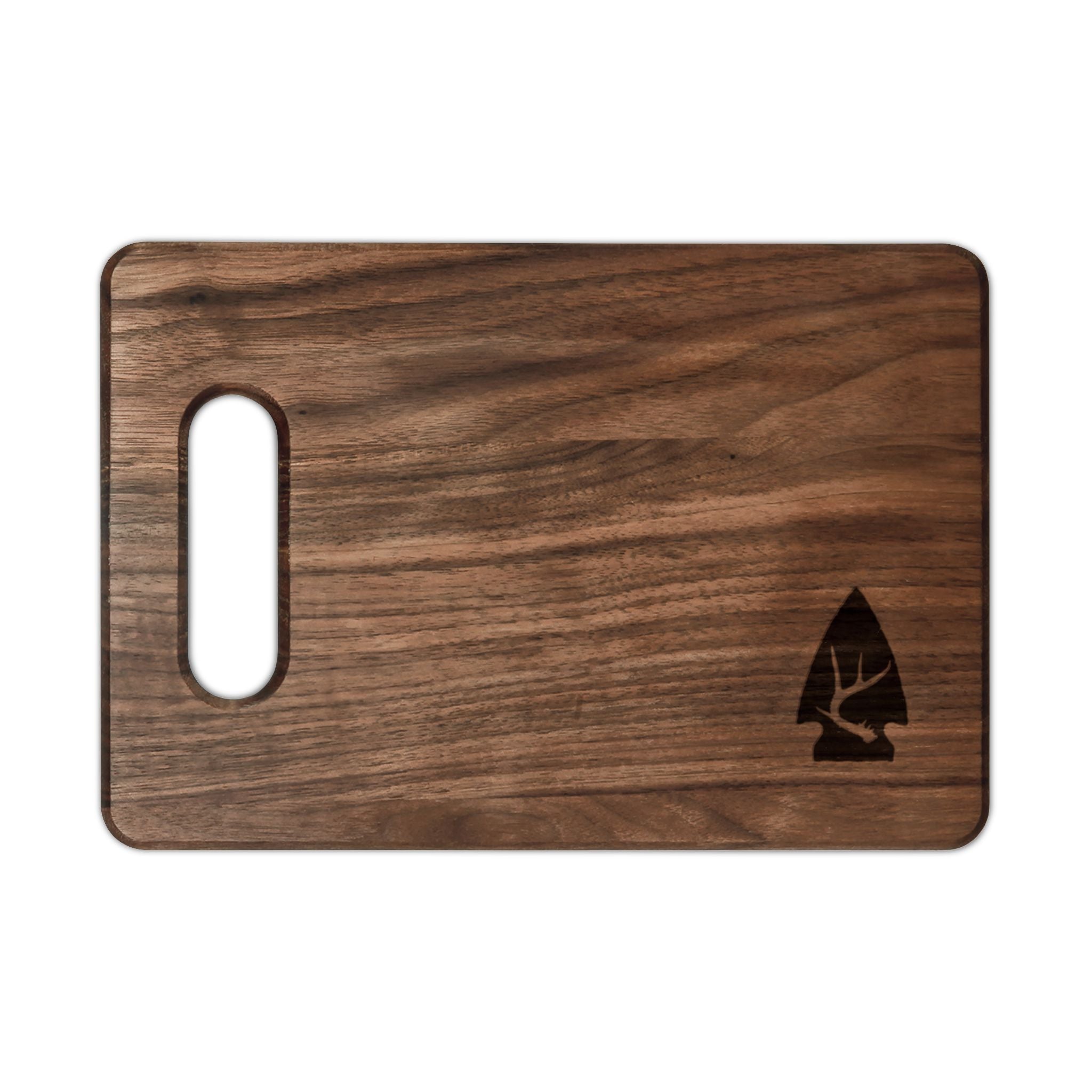 Engraved Walnut Cutting Board – Handled & Rectangular Options, Minimal Tree Logo