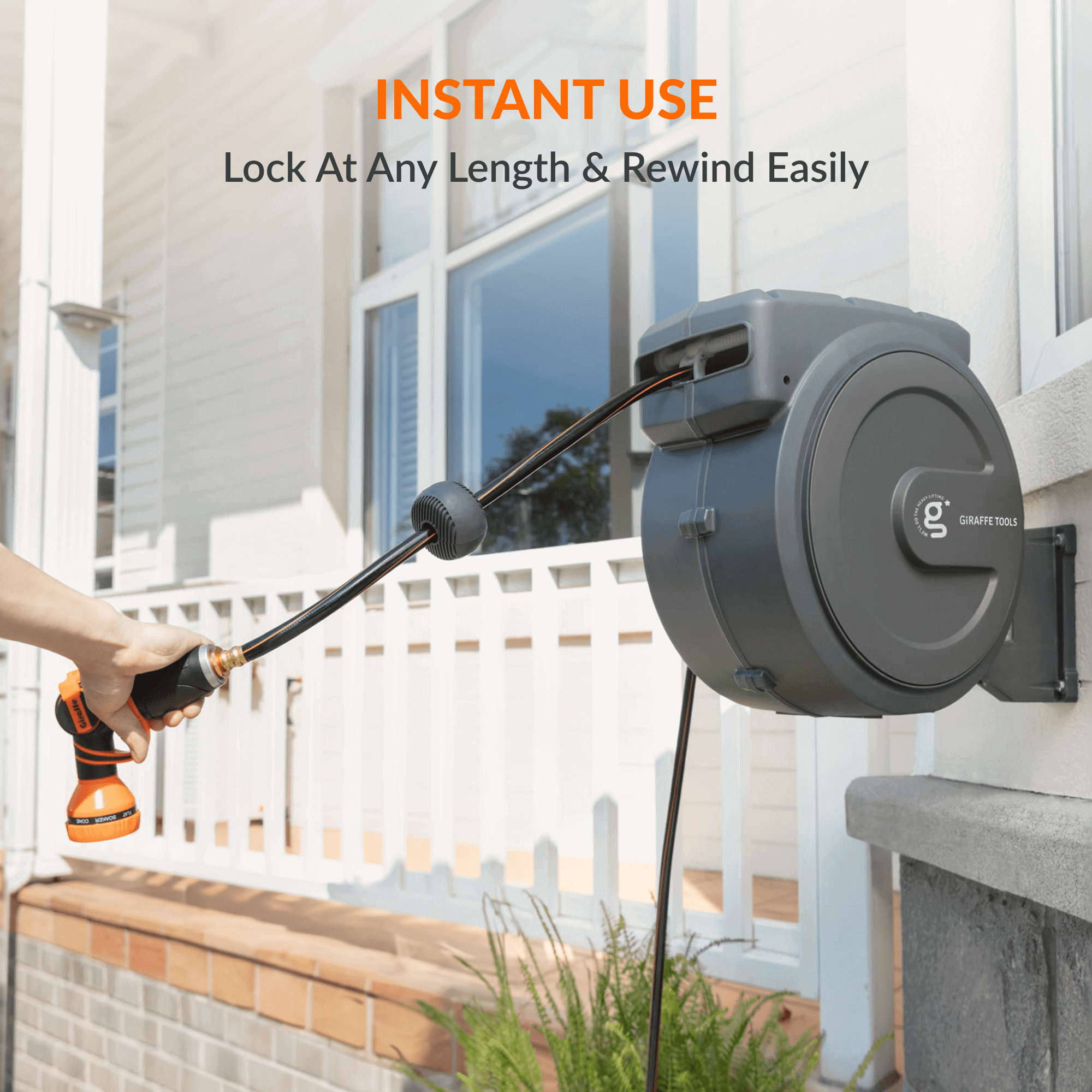 Retractable Garden Hose Reel-5/8 in-115ft