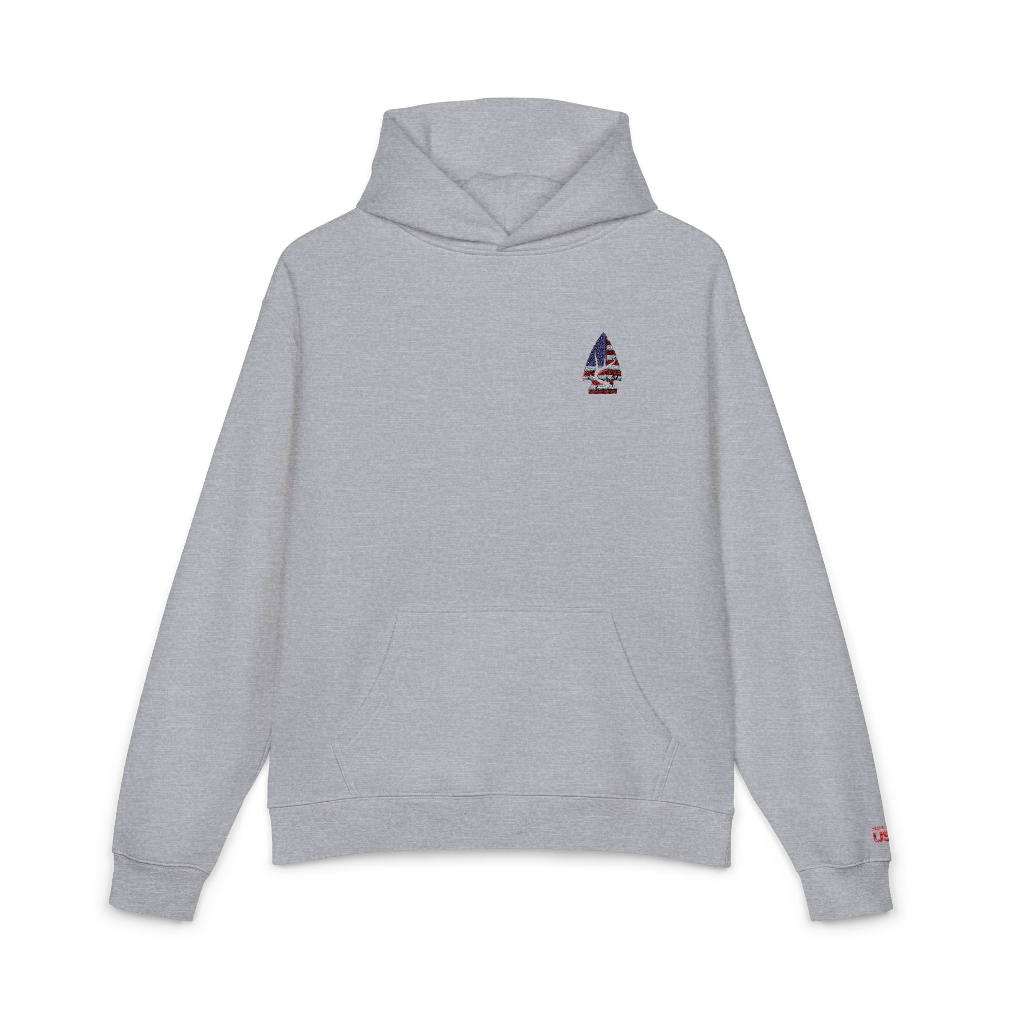 American Flag Shark Hoodie — Patriotic Shark Chest Graphic