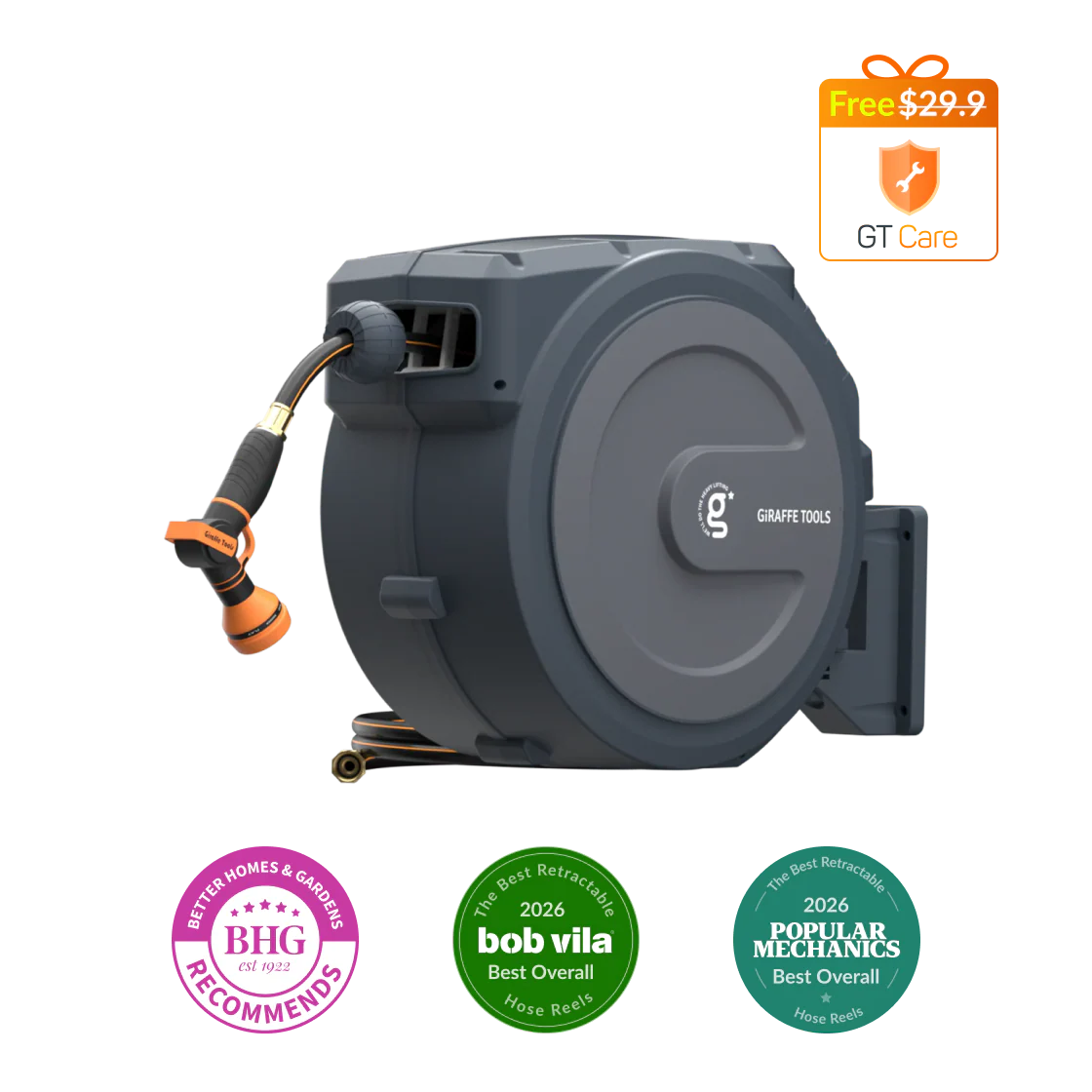 Retractable Garden Hose Reel 65ft-155ft