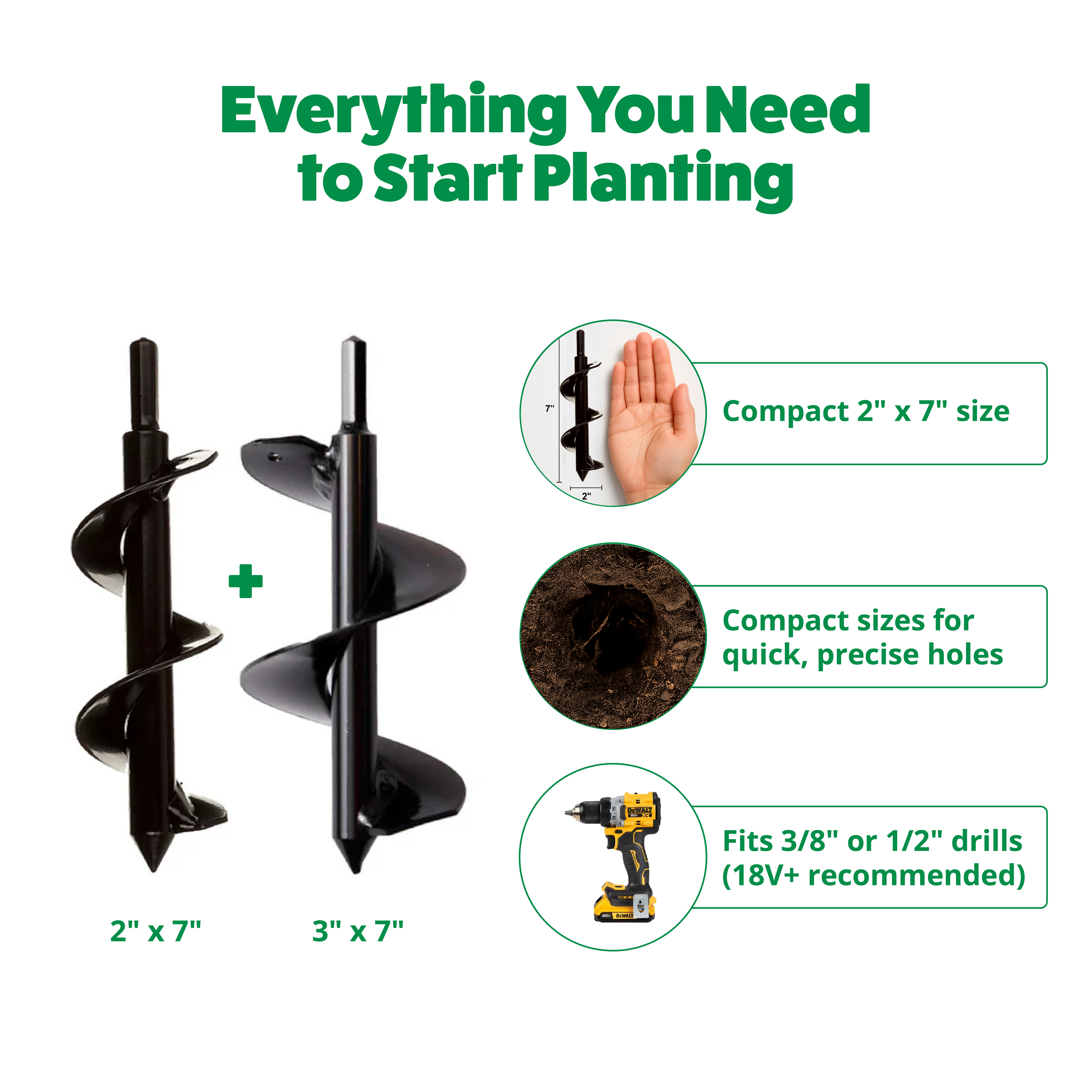 Garden Auger Starter Pack (2" x 7" and 3" x 7")